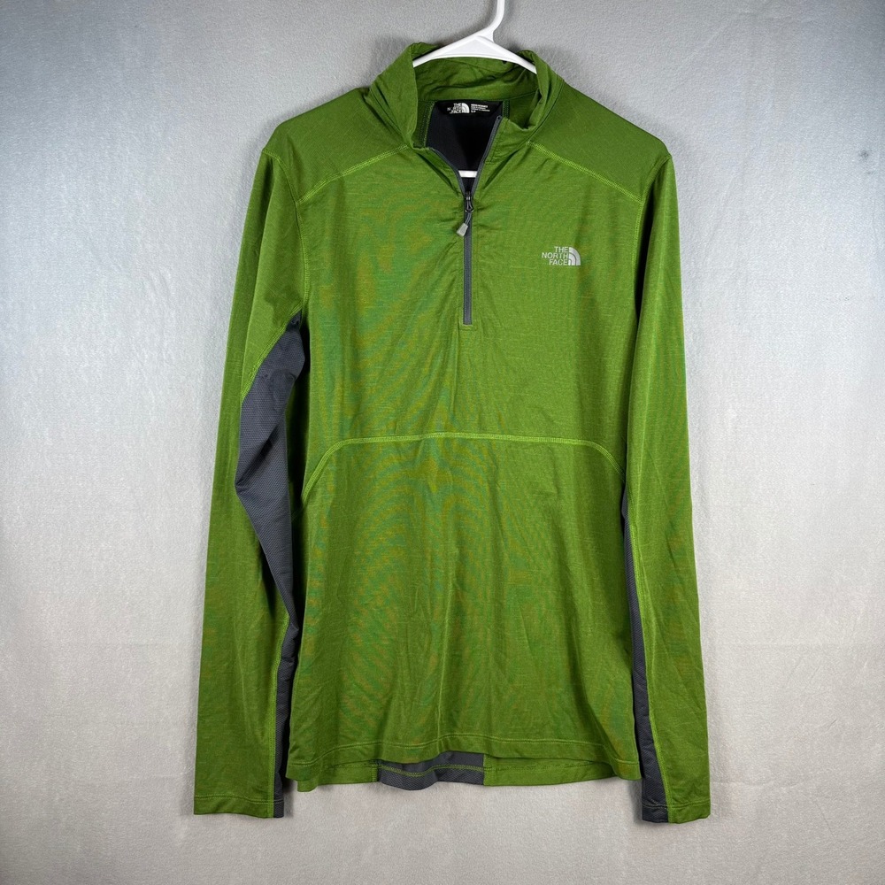 The North Face Mens Quarter Zip Pullover Green Gray Activewear Small S/P